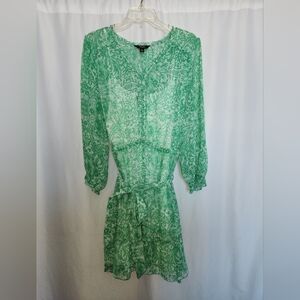 Simply Vera Wang Green Patterned Long Sleeve Dress Size XL #beach lightweight